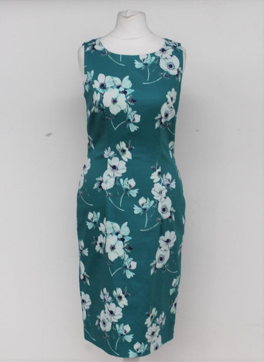 HOBBS Ladies Blue Peacock Multi Floral Print Sleeveless Camilla Dress UK8 BNWT