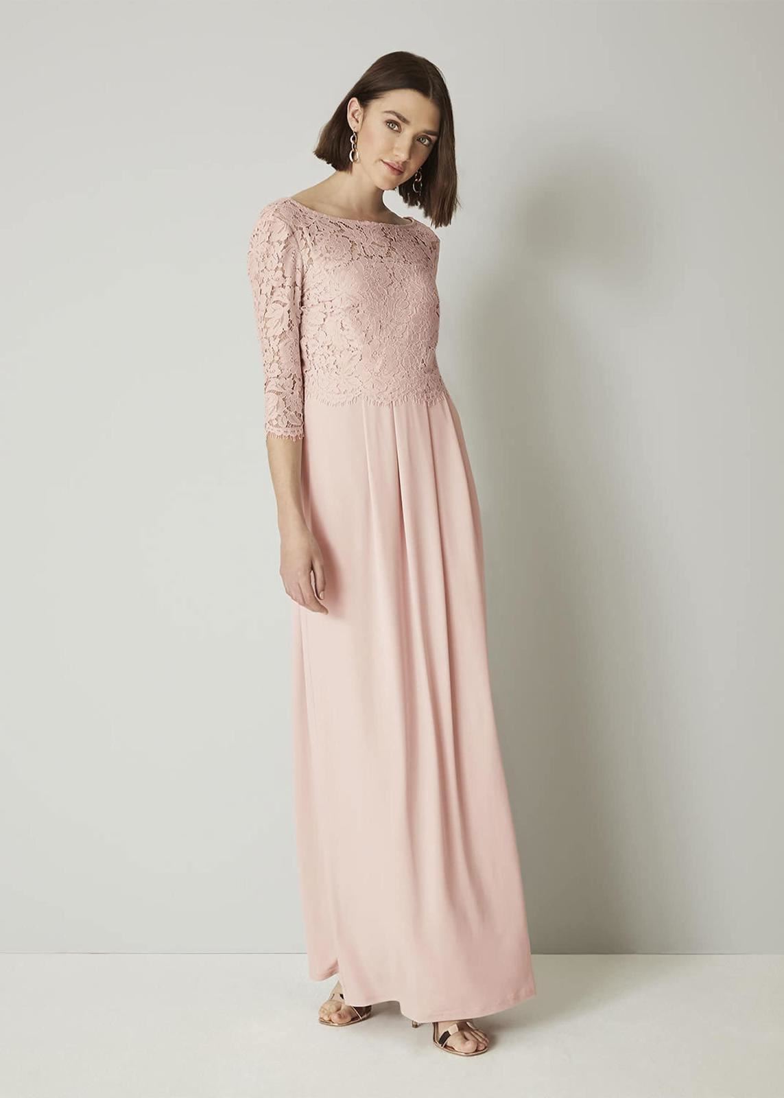 Phase Eight Portia Lace Maxi Bridesmaid Maxi Dress Petal Size UK6 RRP150