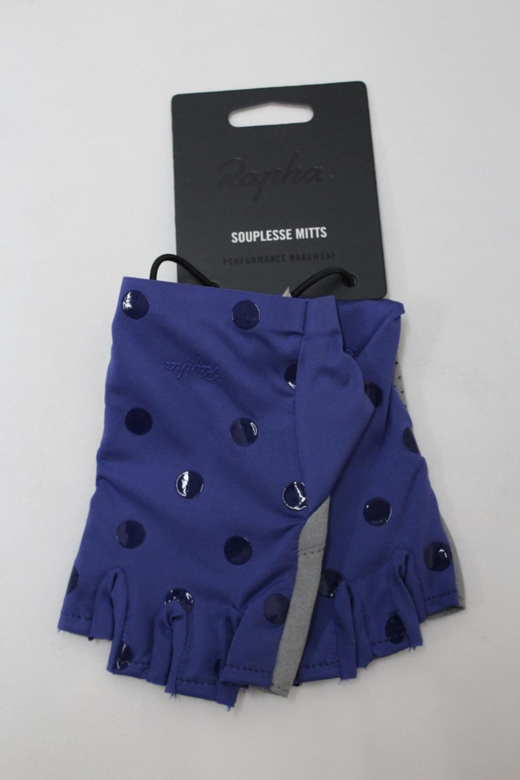 RAPHA Men's Navy Blue Souplesse Dot Print Fingerless Active Cycling Mitts S BNWT