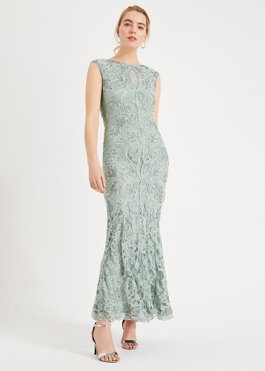 Phase Eight Paige Tapework Lace Maxi Maxi Dress Peppermint Size UK18 RRP350