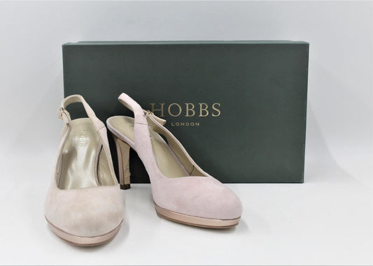 HOBBS Ladies Blossom Pink Suede High Heel Julietta Slingbacks UK5 RRP149 NEW
