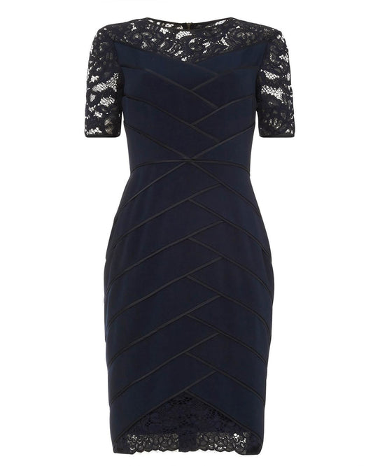 PHASE EIGHT Ladies Navy Blue Floral Lace Zennor Bodycon Dress UK8 BNWT RRP250