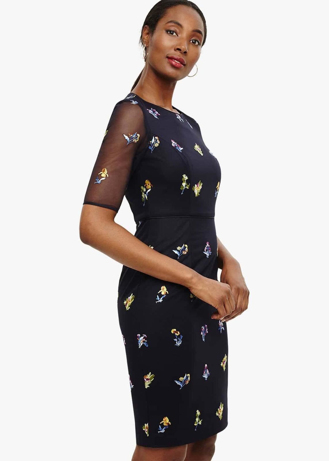Phase Eight Annabeth Floral Embroidered Shift Dress Navy Size UK10 RRP160