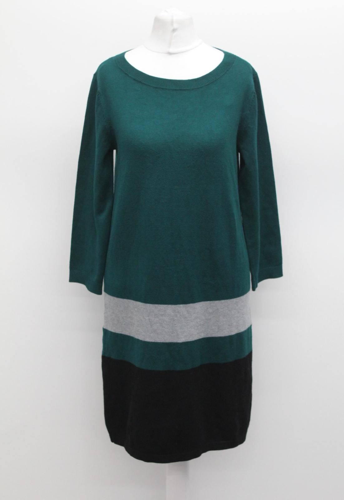 PHASE EIGHT Ladies Green Block Hem 3/4 Sleeve Round Neck Celine Tunic Dress UK8