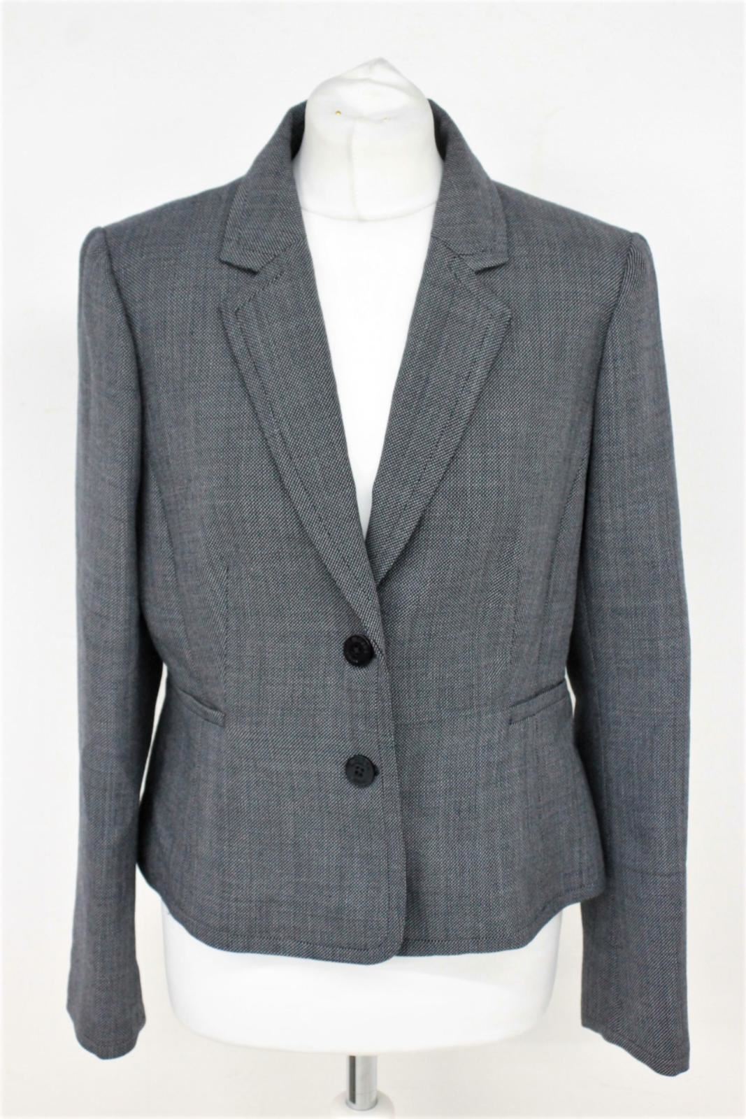 HOBBS Ladies Navy Ivory Wool Blend Collared Dunmore Jacket UK14 RRP179 NEW