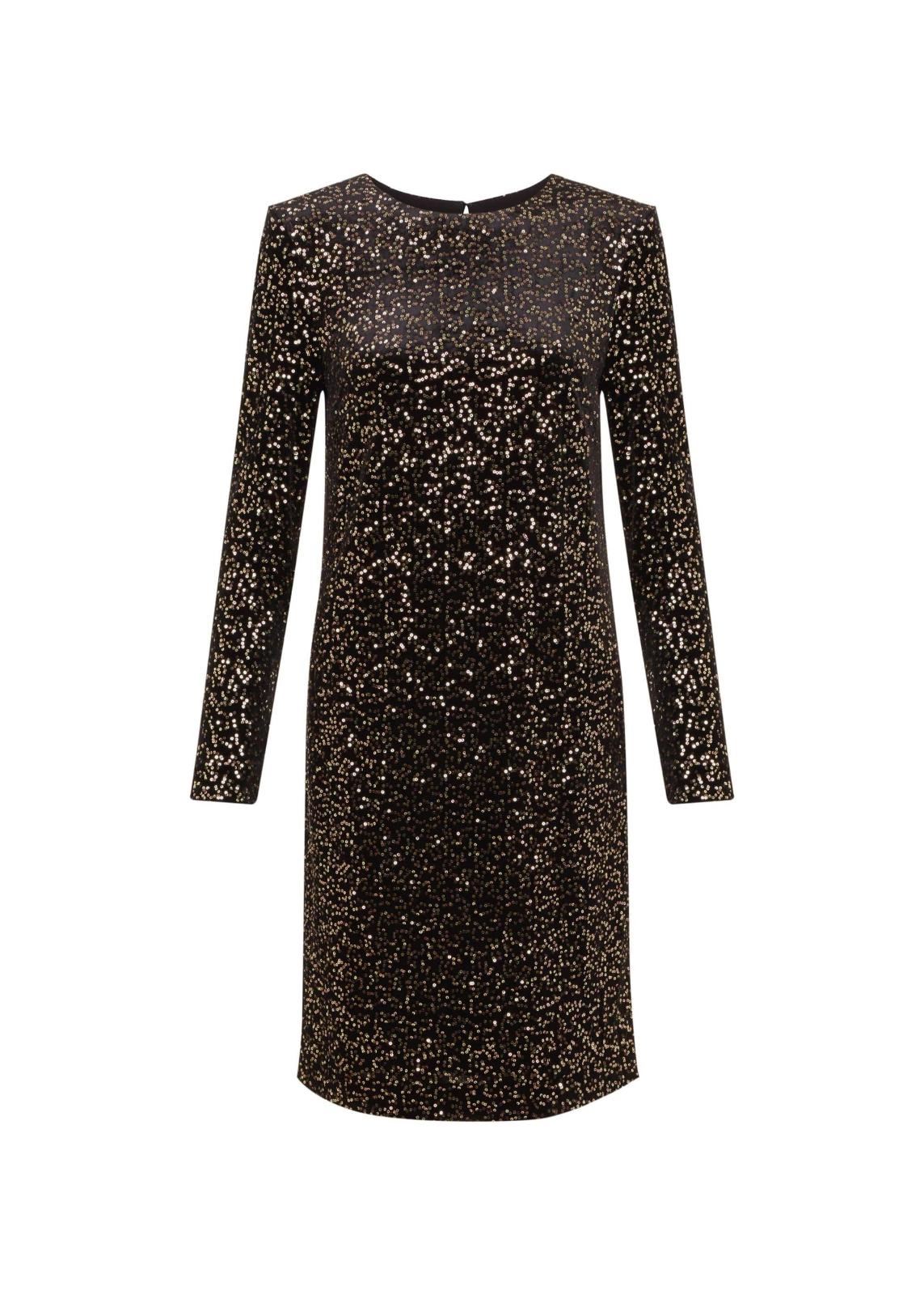Hobbs Mia Shift Dress Black Gold Size UK8 RRP179