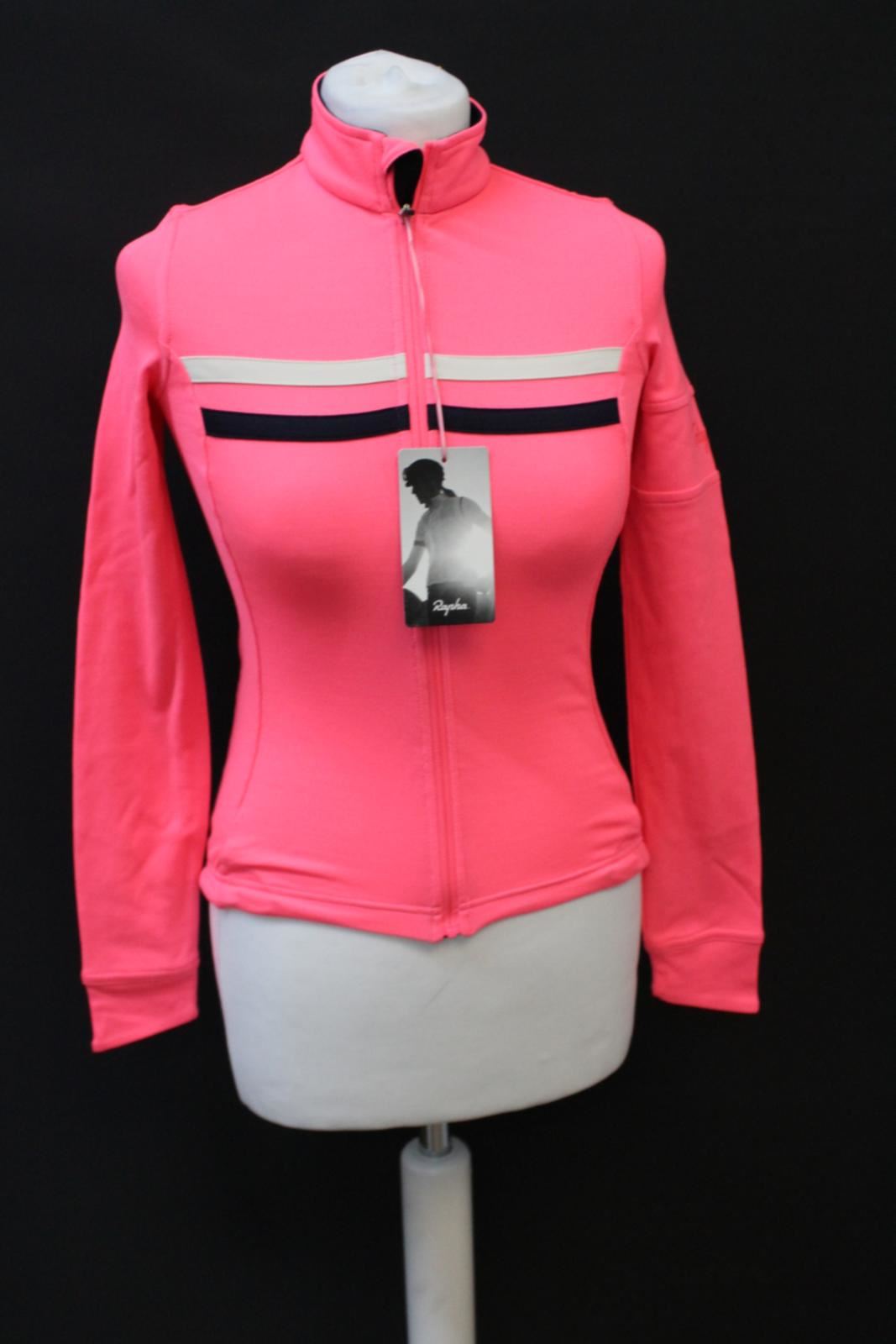 RAPHA Ladies Pink Long Sleeve High Collared Zip Brevet Cycling Jersey XXS BNWT