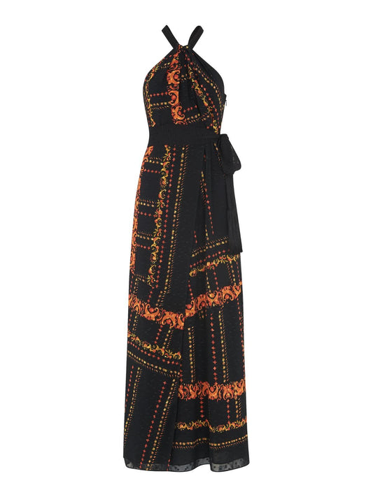 WHISTLES Paisley Scarf Maxi Dress Black/Multi Halter Neck UK4 RRP 299.00 BNWT
