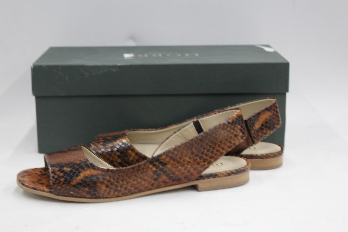 HOBBS Ladies Black Brown Snake Print Open Toe Nadia Slingback Sandals UK3 BNIB