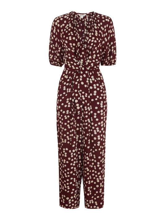 WHISTLES Ladies Illustrated Flower Print Jumpsuit Burgundy UK6 BNWT RRP179