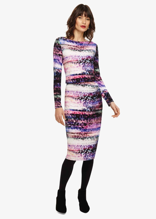PHASE EIGHT Ladies Hermione Multicoloured Long Sleeve Knee Length Dress UK8 BNWT
