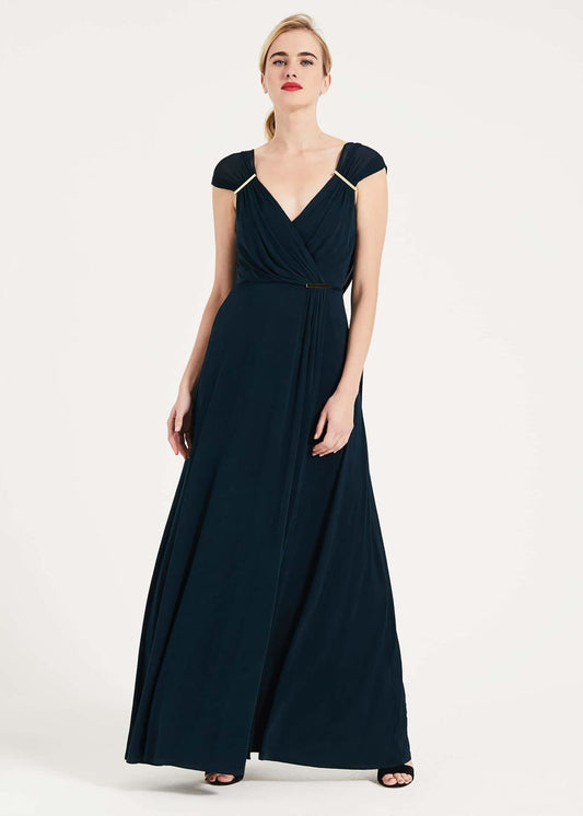 Phase Eight Larissa Slinky Maxi Long Dress Teal Size UK8 RRP225