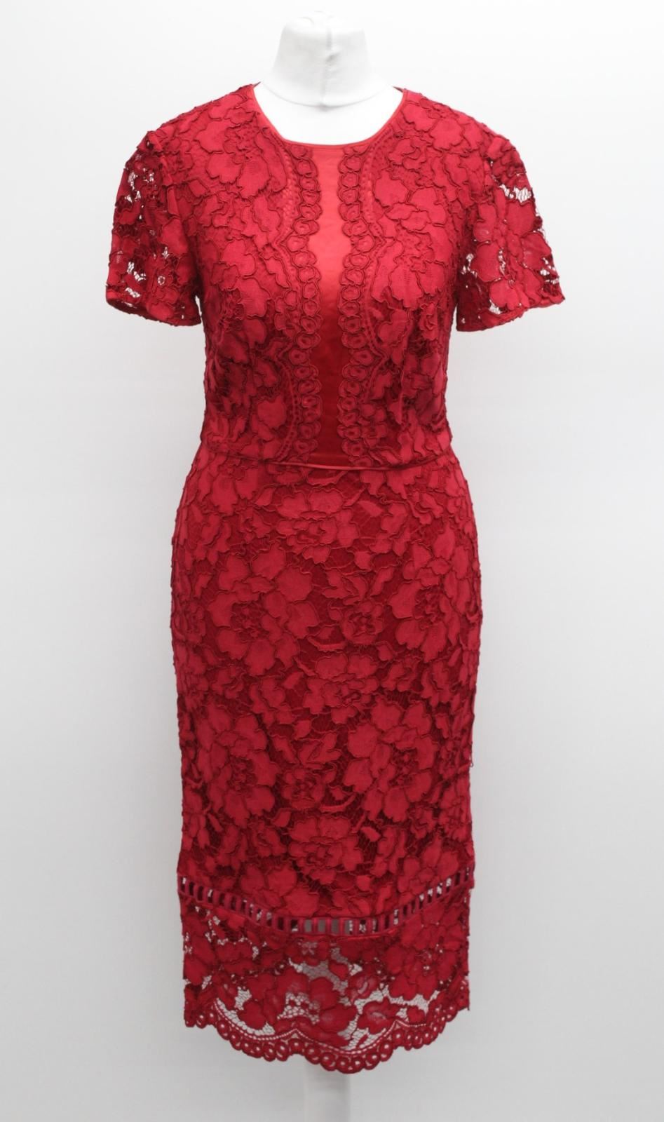 PHASE EIGHT Ladies Scarlet Red Short Sleeve Darena Shift Dress Size UK8 BNWT