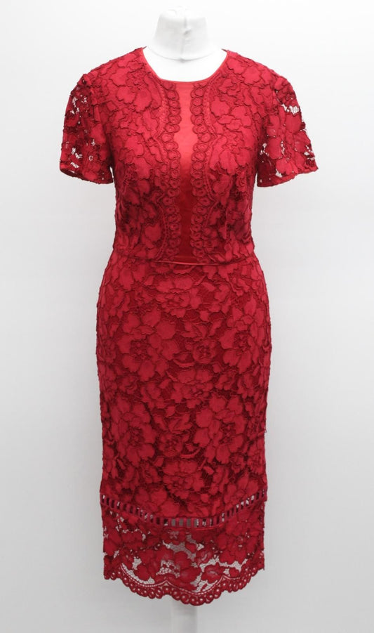 PHASE EIGHT Ladies Scarlet Red Short Sleeve Darena Shift Dress Size UK8 BNWT
