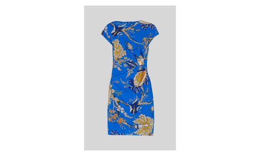 WHISTLES Exotic Floral Silk Bodycon Dress Blue Multi UK6 RRP169 BNWT
