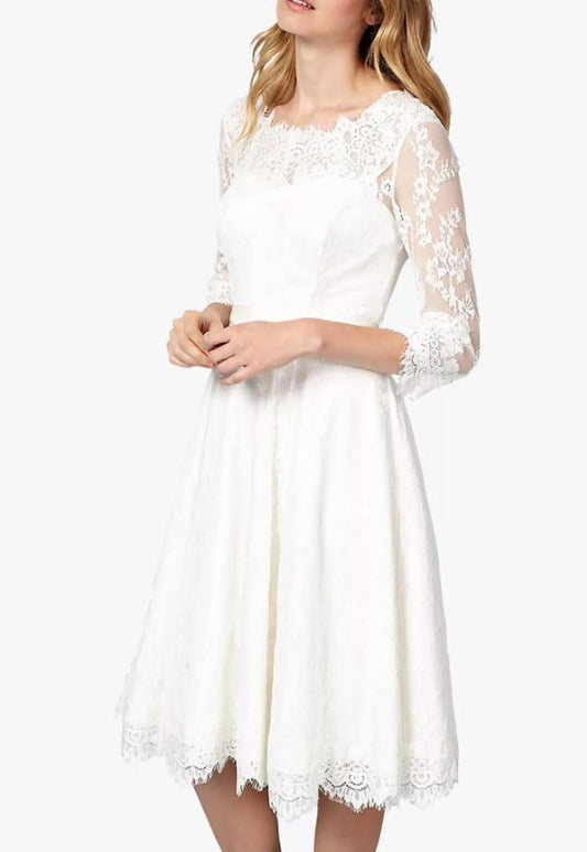 PHASE EIGHT Ladies White Cressida Lace Wedding Bridal Dress Size UK12 BNWT