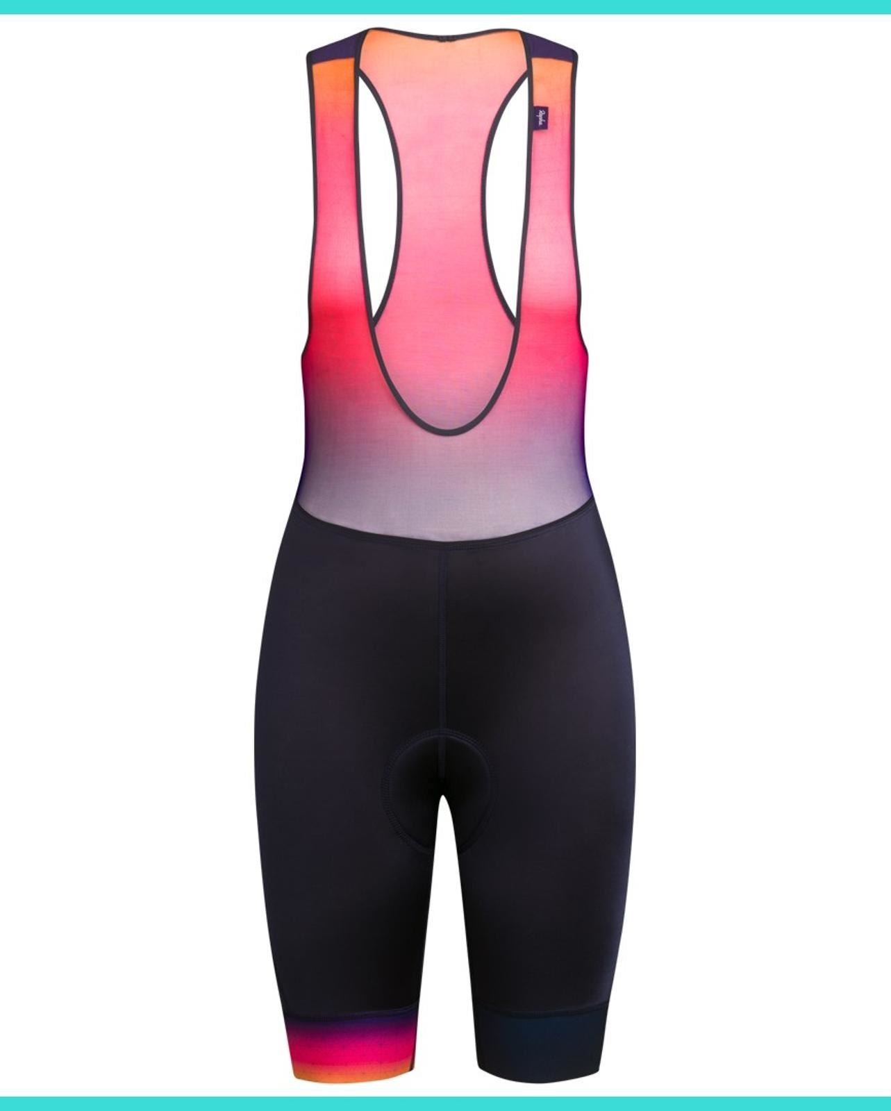 RAPHA Ladies Pink Blue Ode To The Sun Flyweight Cycling Bib Shorts XXS BNWT