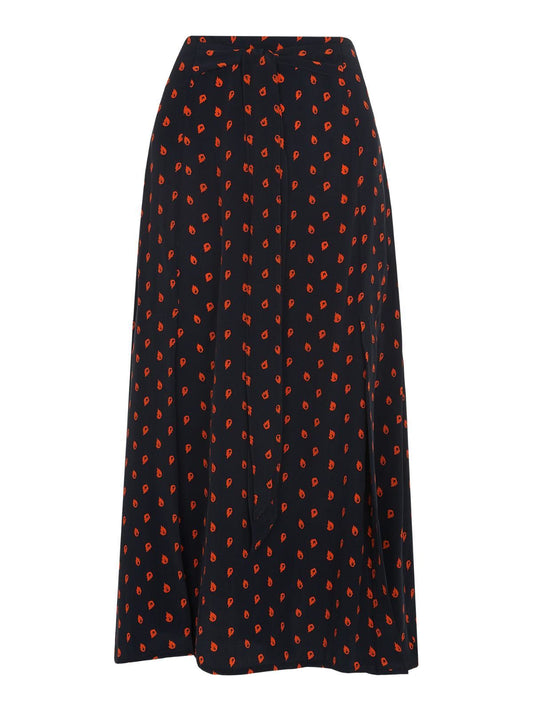 WHISTLES Ladies Scattered Leaf Tie Front Skirt Navy/Multi UK16 BNWT RRP99