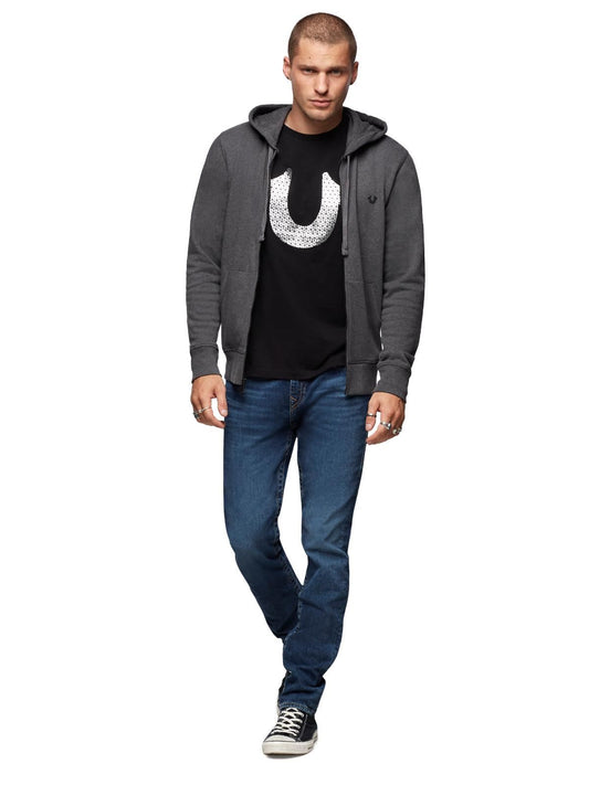 TRUE RELIGION Men's Heather Charcoal Grey Zip Up Hooded Jumper XXXL RRP199 BNWT