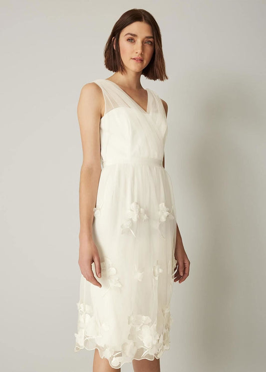 Phase Eight Rae Embroidered Bridesmaid Shift Dress Ivory Size UK6 RRP250