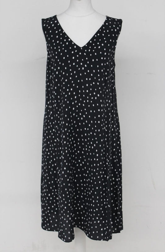 HOBBS Ladies Navy Blue Ivory  Sleeveless Suzie Spot Swing Dress UK8 BNWT RRP89