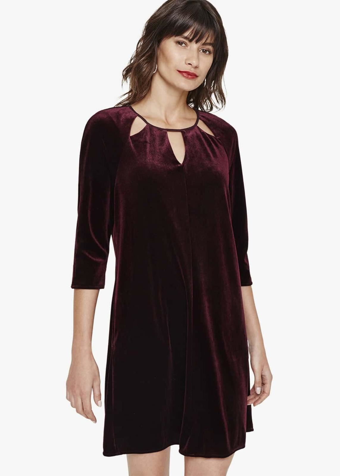 Phase Eight Zoe Velvet Shift Dress Grape Size UK14 RRP99