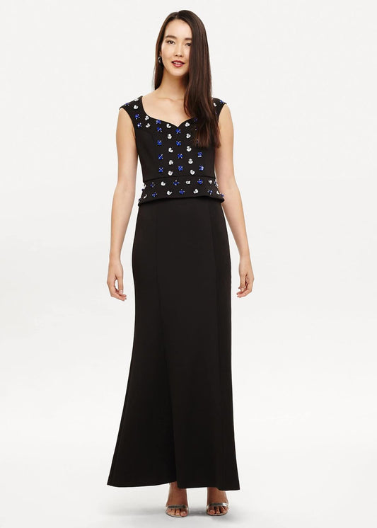 Phase Eight Louise Embellished Maxi Maxi Dress Black Size UK14 RRP295