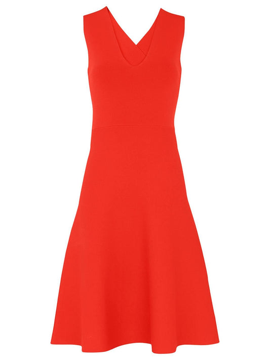 WHISTLES Ladies Cross Back Fit and Flare Dress Sleeveless Red UK4 BNWT RRP 160