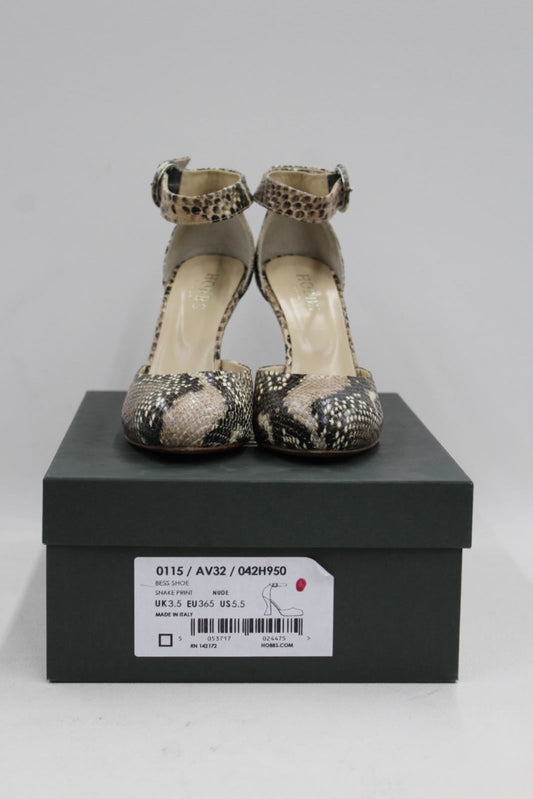 HOBBS Ladies Snake Print Ankle Strap High Slim Heel Bess Shoes UK3.5 BNIB
