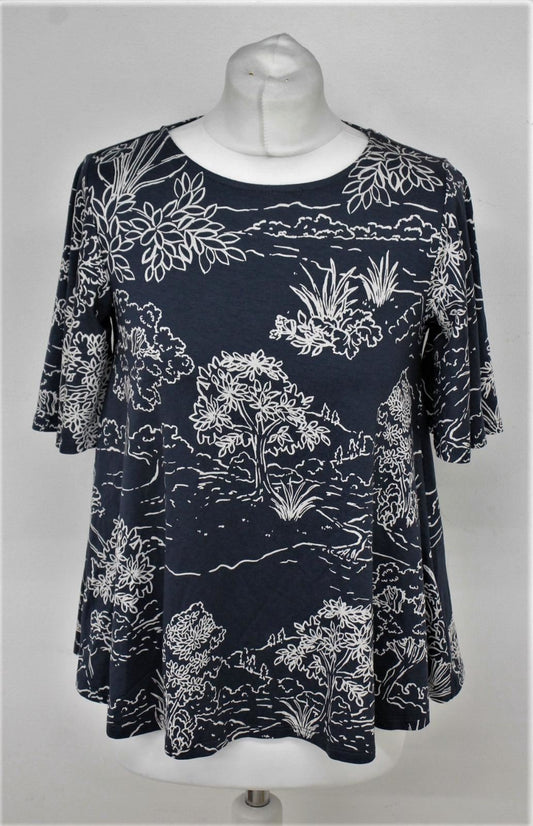 PHASE EIGHT Ladies Charcoal Grey Short Sleeve Boat Neck Ravine Top UK8 RRP49 NEW