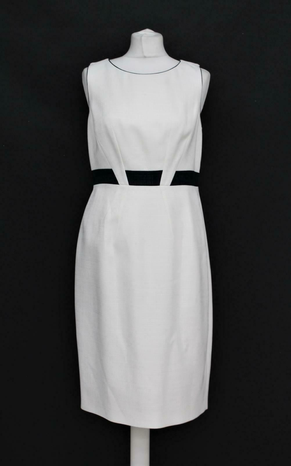 HOBBS Ladies Ivory Navy Blue Sleeveless Yvonna Shift Dress UK10 BNWT RRP 169