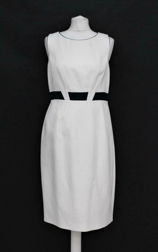 HOBBS Ladies Ivory Navy Blue Sleeveless Yvonna Shift Dress UK10 BNWT RRP 169