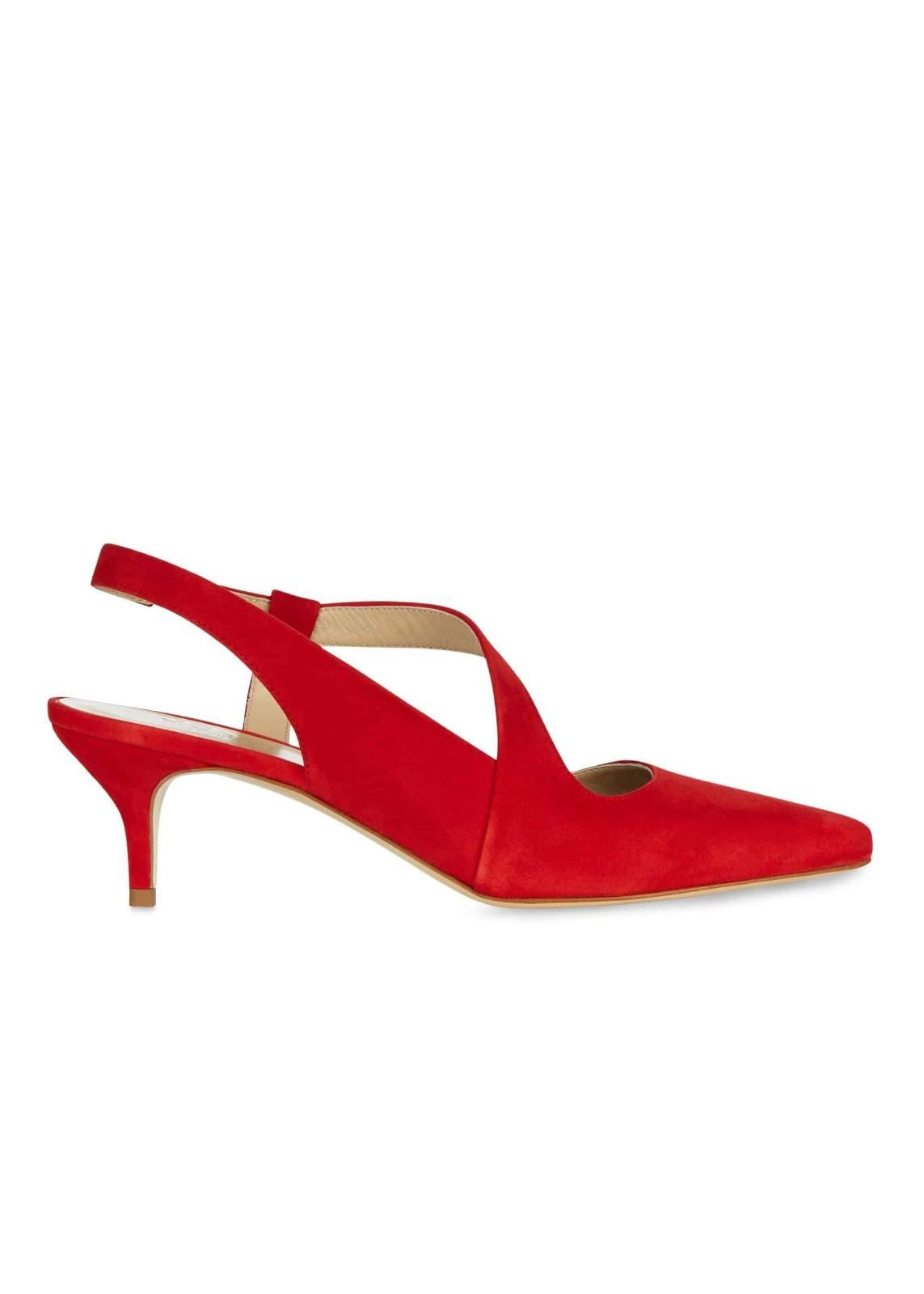 Hobbs Leather Amy Slingback Suede Shoe Chilli Red EU36 UK3 RRP149