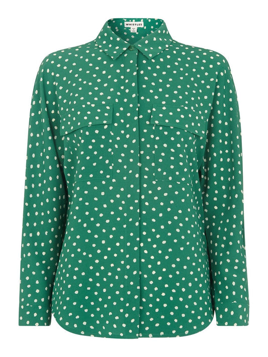 WHISTLES Ladies Abstract Selma Blouse Shirt Green Multi UK4 BNWT RRP119