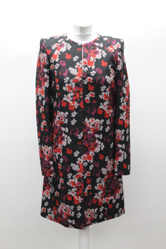 HOBBS Ladies Maria Black Floral Print Crew Neck Boxy Fit Coat UK8 BNWT RRP199