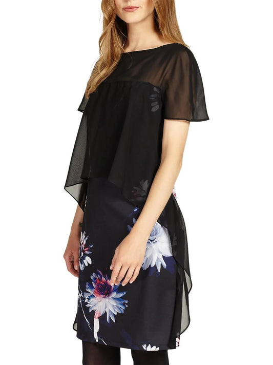 PHASE EIGHT Ladies Navy Blue Short Sleeve Osaka Floral Print Dress UK8 BNWT