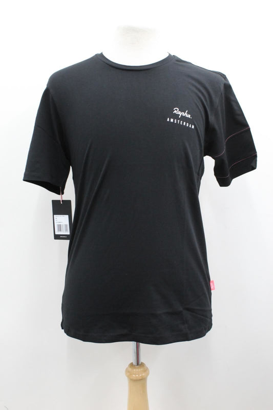 RAPHA Men's Black Pure Cotton Short Sleeves Amsterdam Casual T-Shirt L BNWT