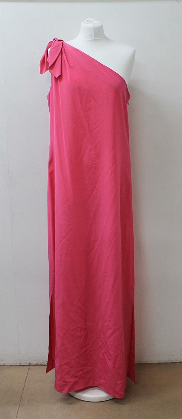 HOBBS Ladies Rosalie Peony Pink One Shoulder Silk Maxi Dress UK14 NEW RRP299