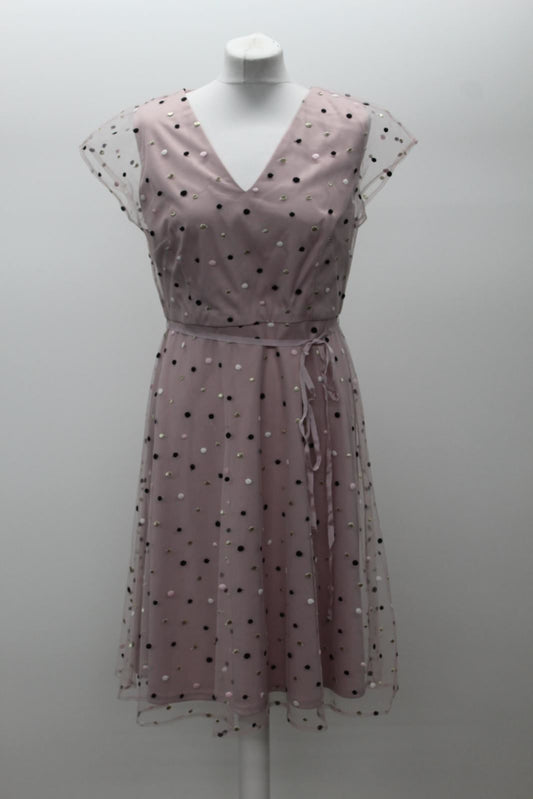 PHASE EIGHT Ladies Leilani Dusty Rose Pink Spot V Neck Mini Dress UK10 BNWT