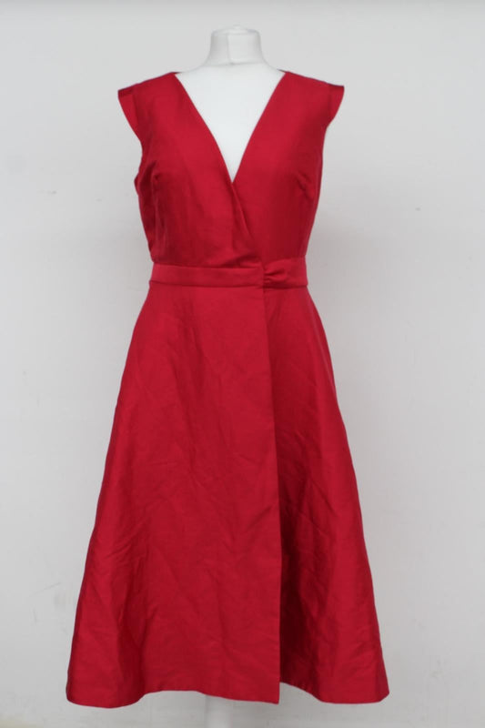 PHASE EIGHT Ladies Raspberry Red Knee Length Waist Tie Estelle Dress UK12 BNWT
