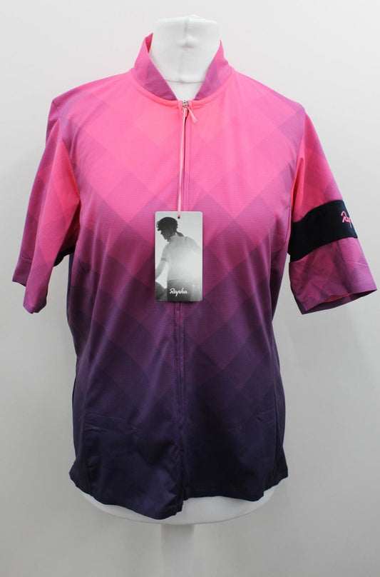 RAPHA Ladies Pink Block Fade Print Classic Flyweight Cycling Jersey 2XS BNWT