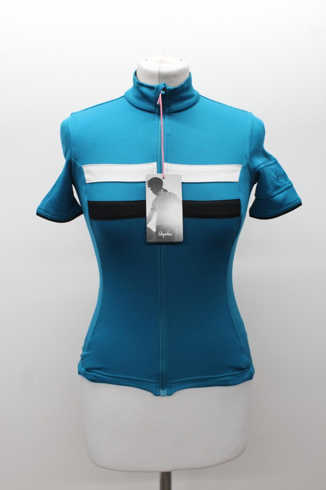 RAPHA Ladies Teal Blue Wool Blend Brevet Short Sleeve Cycling Jersey XXS BNWT