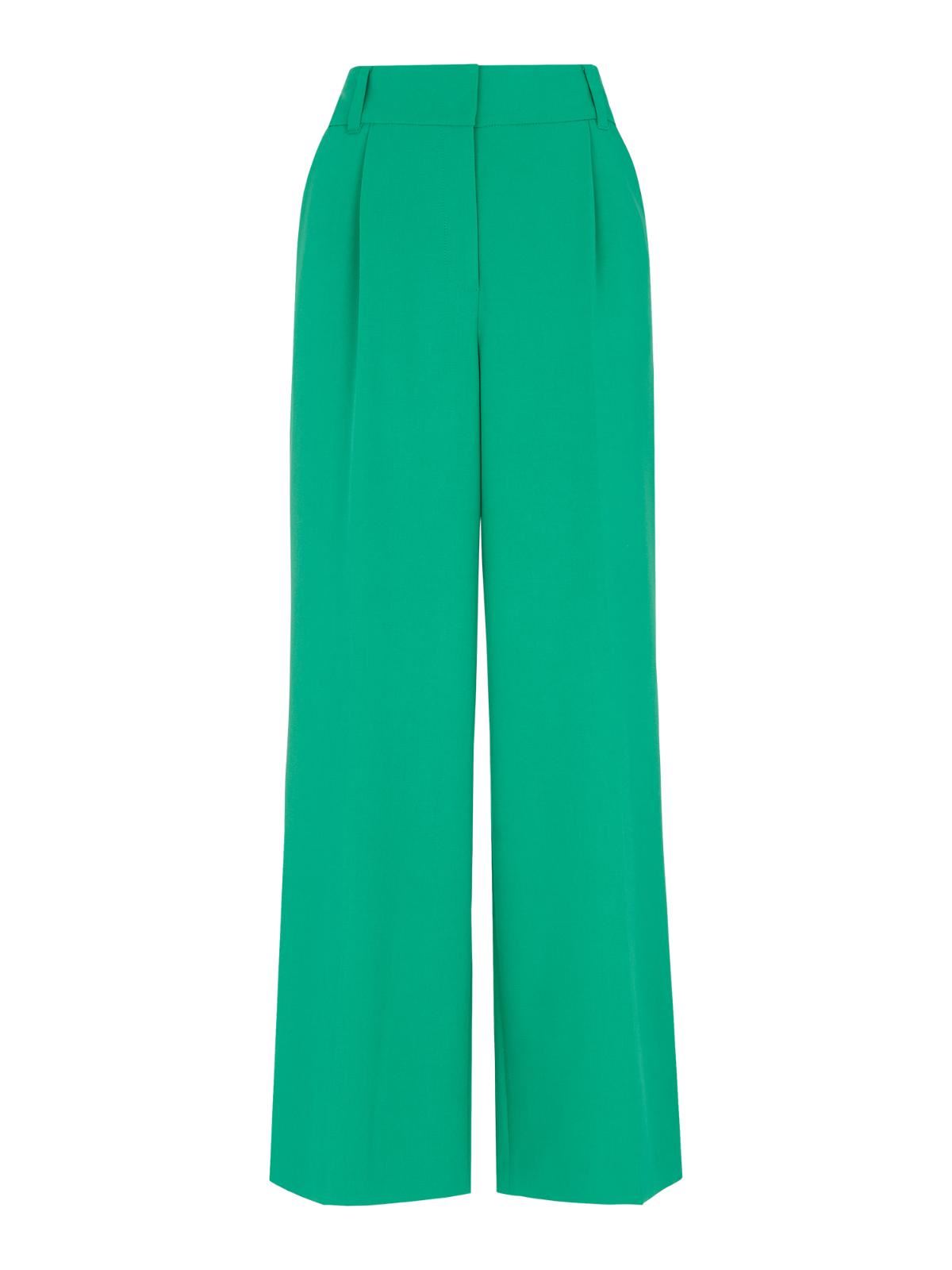WHISTLES Ladies Green Pleated Ash Full Leg Trousers UK4 RRP139 BNWT