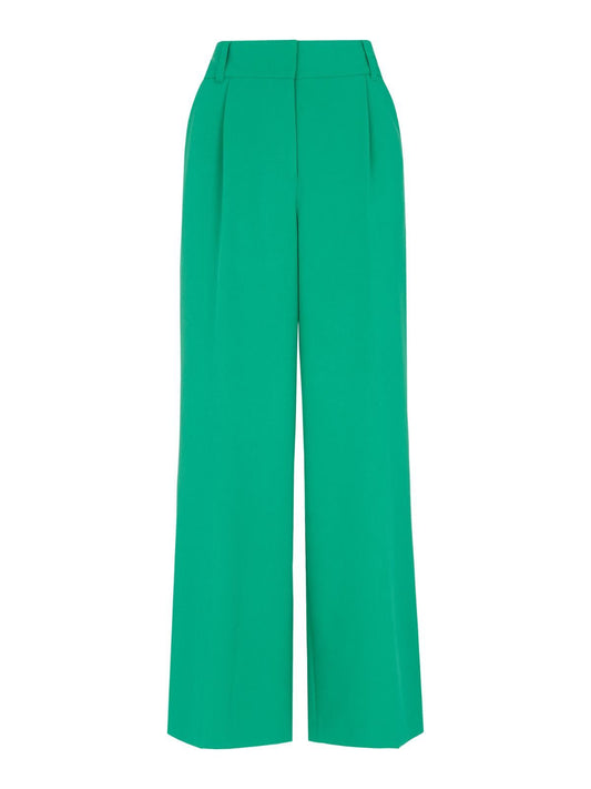 WHISTLES Ladies Green Pleated Ash Full Leg Trousers UK4 RRP139 BNWT