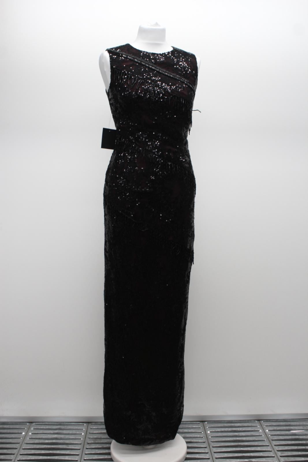 PHASE EIGHT Ladies Bernadette Merlot Black Embellished Maxi Dress UK10 NEW