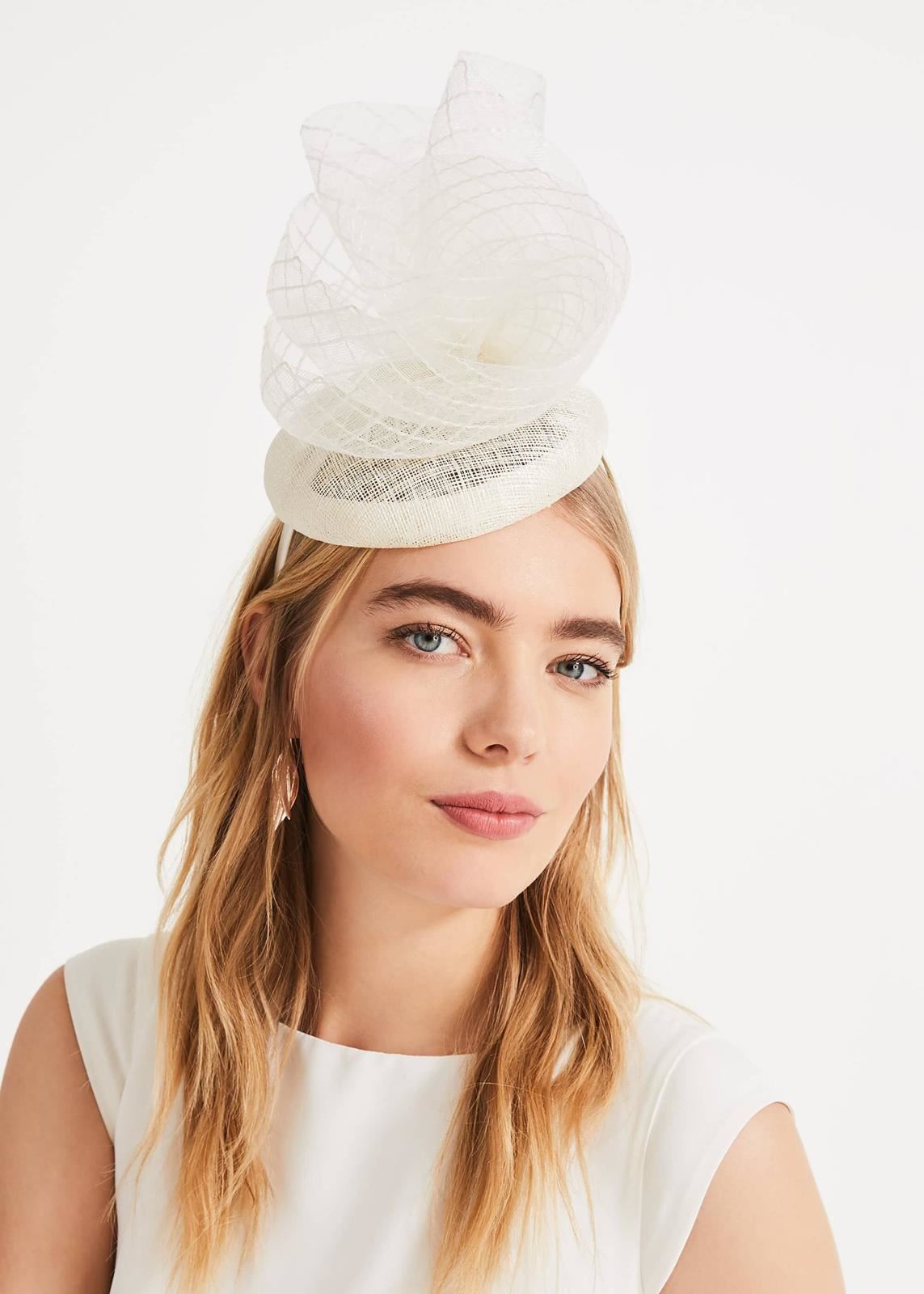 Phase Eight Betsy Lace Top Pillbox Fascinator Hat Ivory RRP55