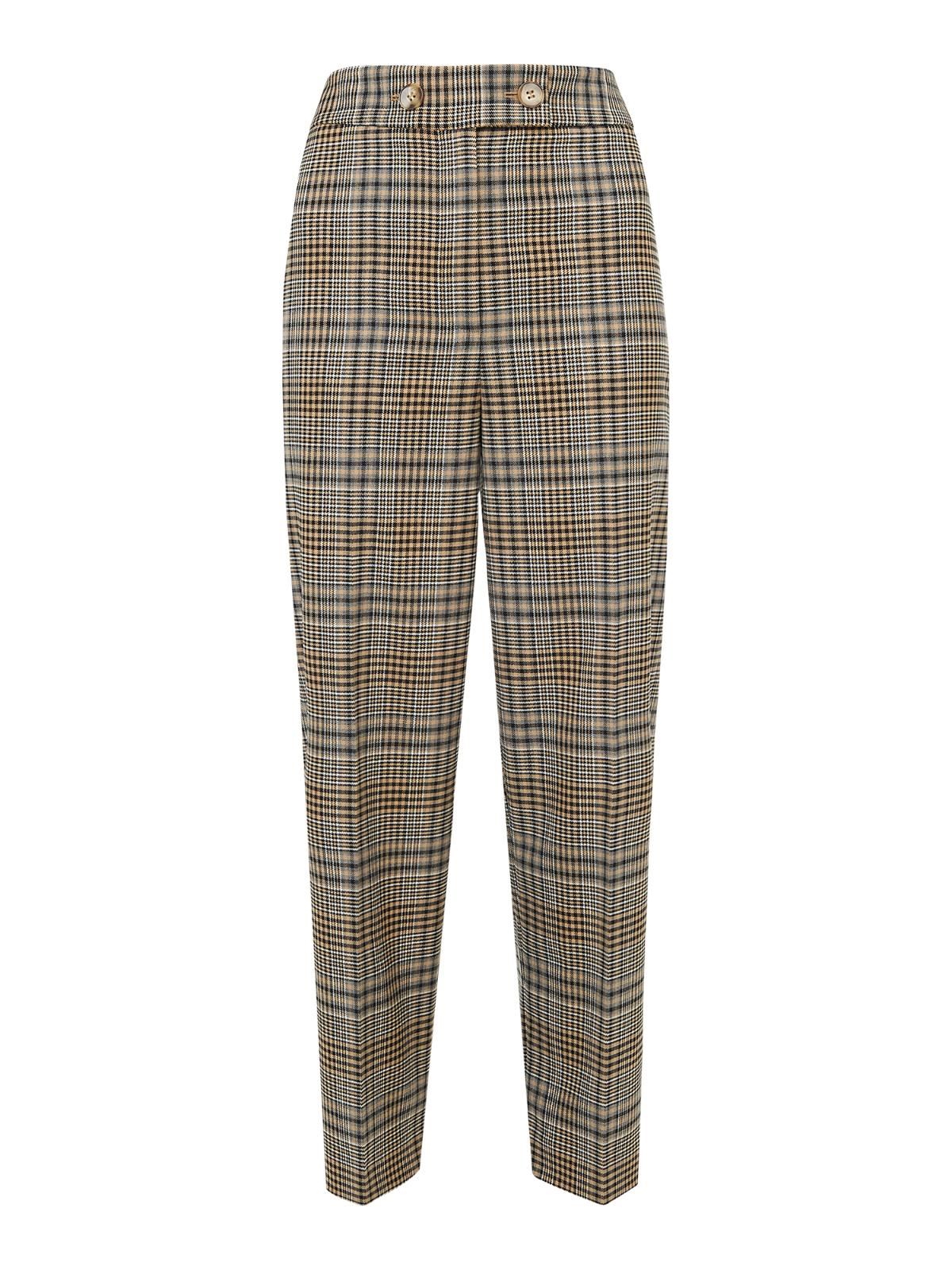 WHISTLES Ladies Brown Check Button Front Wide Leg Trousers UK4 BNWT RRP129