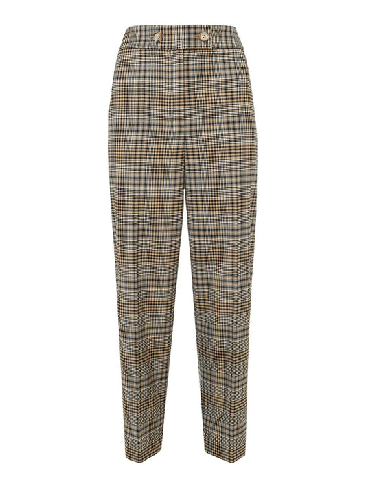 WHISTLES Ladies Brown Check Button Front Wide Leg Trousers UK4 BNWT RRP129