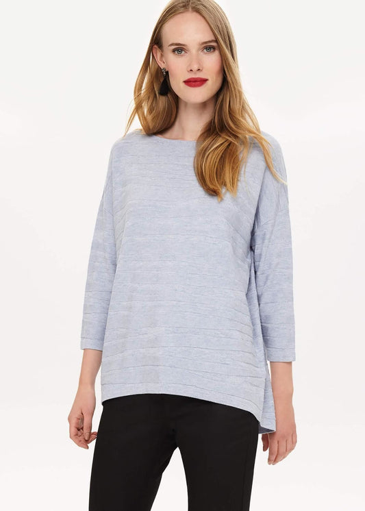 Phase Eight Zan Zig Zag Knit 3/4 Sleeve Jumper Top Soft Blue XS RRP65