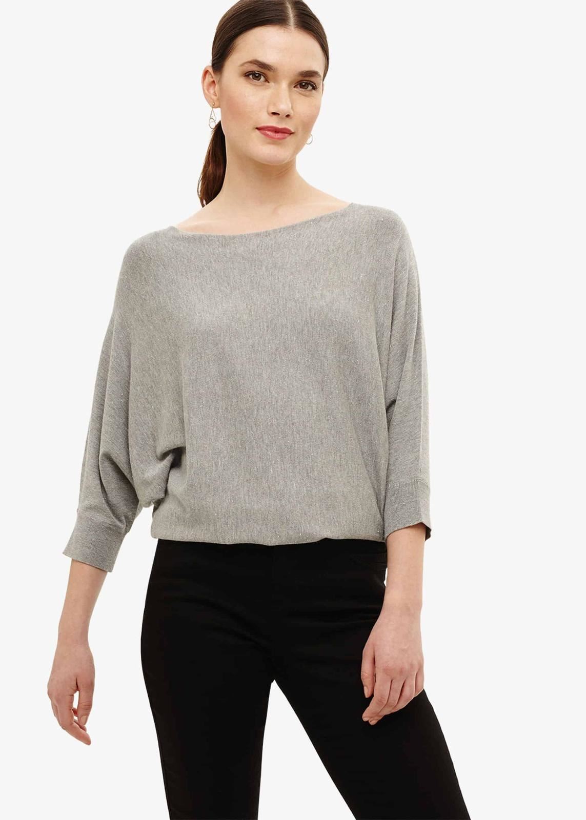 Phase Eight Becca Sparkle Batwing Knit Jumper Pullover Top Light Grey XS RRP65